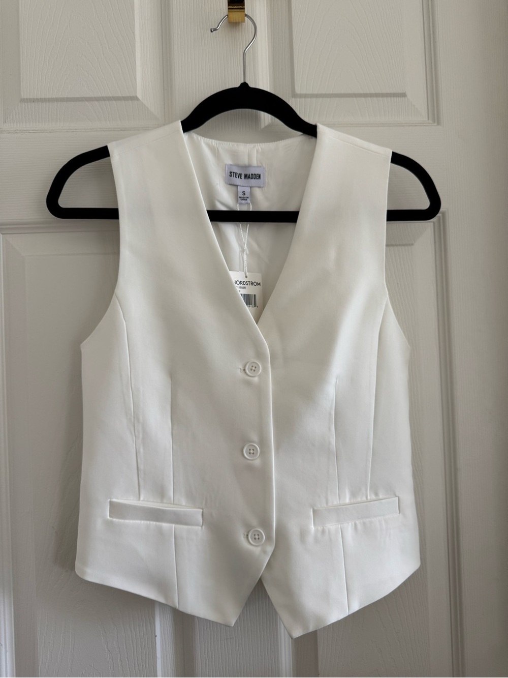 Steve Madden White Tailored V-Neck Vest